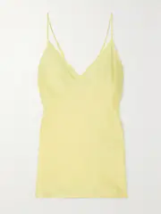 [Max Mara] Max Mara - Leisure Lucca Stretch-silk Satin Camisole - Yellow - UK 2 UK 2 Yellow