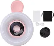 Phone Camera 15X Macro Lens Mini Clip Light Photography Video Recording Kit for Beauty Cosmetics Jewelry Gardening Enthusiasts (Pink)