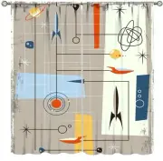Vintage Mid Century Curtains,Modern Retro Space Abstract Geometric Atomic Sta...