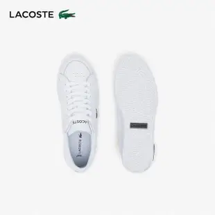 【LACOSTE】女鞋-Powercourt 皮革細部休閒鞋(白/黑色)