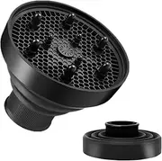 Hair Dryer Diffuser Cover, Travel Collapsible with Nozzle Portable Diffuser Curling with diffuser and Airflow Concentrator for Natural Wavy Fine Thick Hair for Barbershop Hairdressing Salon(Black)