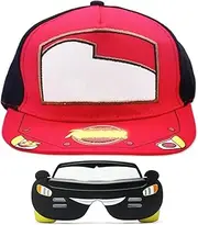 [YCFAIIKG] Pack of 2 Lightning Car Summer Hat, Black Lightning Car Baseball Cap and Black Sunglasses, Black Car Cartoon Sun Hat, Baseball Cap, Adjustable Cotton Sun Hat, Summer Cap for Children, black, 52