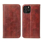 For iPhone 12 mini Case PU Leather Flip Wallet Protective Cover Kickstand Brown