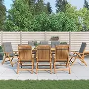 Teak Chairs Rocking Chair Wooden Outdoor Chair for Garden, Deck & Patio Furniture with Cushions - Foldable, Stackable & Balcony - Set of