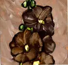 Mallow floral oil art Hollyhock flower oil painting 4" Small botanical wall art