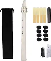 JWQFBC Mini Pocket Saxophone, Wind Instrument Practice Tool, Lightweight Portable Saxophone with Mouthpiece for Kids Artists, white