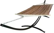 Petra Leisure 15Ft In/Outdoor Black Steel Arc Hammock Stand w/ Fiesta Stripe Bed