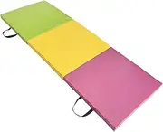 yuksok Folding Exercise Mat Gymnastics Mat Triple Fold for Women Waterproof Foldable Pad with Carrying Handles for Core Workouts