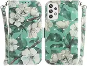 Designed for Samsung Galaxy A23 Wallet Case,Wallet Case with Kickstand Card Holder Slot PU Leather Protective Phone Case Cover for Samsung Galaxy A23 Flower