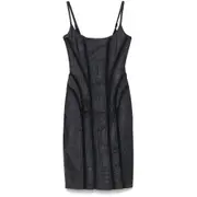[Mugler] Mugler Mesh-panel Denim Midi Dress 40 FR BLUE