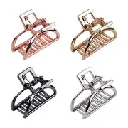 Small Metal Hair Claw Clips for Women rectangle black, silver, gold, rose gold