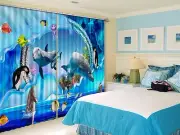 3D Dolphin 352 Blockout Photo Curtain Printing Curtains Drapes Fabric Window AU