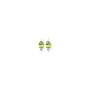 14k White Gold 7x5mm Oval Peridot Checker leverback Earrings