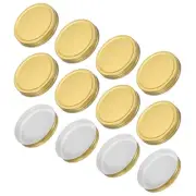 12Pcs Tinplate Canning Lids with Label for Regular Mason Jar Golden(86mm)