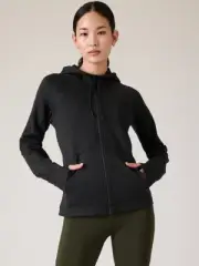 ATHLETA Unstoppable Fleece Lined Full Zip Jacket | Black Medium #818765 NEW