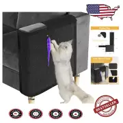 Durable Cat Scratch Couch Protector - Black Sisal with Play Toy for Indoor Use