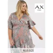 AX Paris Curve Plus Size Mini Wrap Dress in Paisley Size 16 - NWT