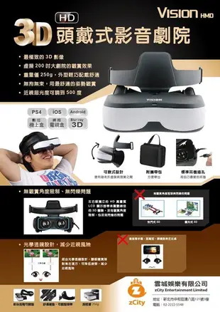 支援PS5 VISIONHMD VR3D影音劇院 穿戴式頭戴式 3D眼鏡型個人式影院 顯示器 非VR 【板橋魔力】