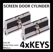 Whitco Security Screen Door Barrel 2 X Cylinder Lock Keyed Alike With 4 X Keys