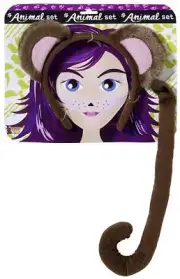 Monkey Kit Animal Ear Headband Tail Fancy Dress Up Halloween Costume Accessory