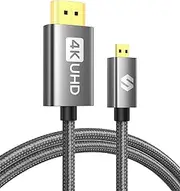 Silkland Micro HDMI to HDMI Cable 2M, [Gold Plated, Sturdy Aluminum] Supports 4K@60Hz, HDR, Ethernet, ARC, Compatible with Raspberry Pi 4, GoPro Hero 3/4/5/6/7, Cam Link 4K, A6400 A6000 Camera