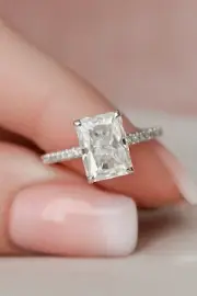 3Ct RadiantSolitaire Moissanite 925 Sterling Silver Engagement Ring Wedding Ring