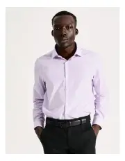 [Blaq] Tailored Long Sleeve One Colour Check Shirt in Purple