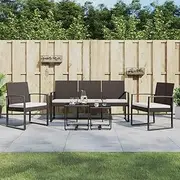 Patio Furniture Sets 5 Piece Garden Dining Set with Cushions Brown PP Rattan