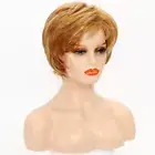 Short Pixie Cut Wig Golden Brown Blonde Highlight for White Women Blonde Wigs
