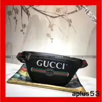 在飛比找蝦皮購物優惠-gucci 493869 古奇 走秀款牛皮塗鴉印花胸包 腰包