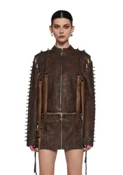 [Dolls Kill] Warp Spiked Jacket With Lace Up Sleeves (Brooklyn)