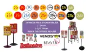 Candy Vending Machine Labels Price Stickers Decals (10 packs) two sizes