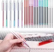 Ptwola 24 Pcs Heat Erasable Pens Fabric Marking Pen with 6 Pens and 18 Refills Disappearing Assorted Colors Ink No Ghost Lines Precise Marking Pen for Sewing Quilting Embroidery Dressmaking Tailors