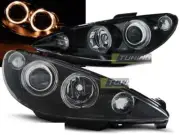 Faros delanteros for Peugeot 206 02-Angel Eyes Black RHD/LHD Envío gratis LPPE27