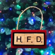 Houston Fire Department HFD Christmas Ornament Scrabble Tiles HandCrafted in USA