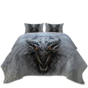 Grey Concrete Scary Dragon Coverlet
