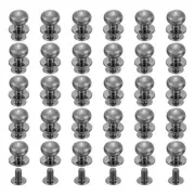 30Pcs 12mm Chicago Screws Round Head Button Leathercraft Rivets, Metallic Black