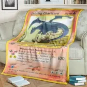 Lambswool 130x150cm Shiny Charizard Peripheral Collection Card Soft Blanket