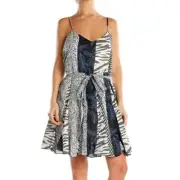 NWT Banana Republic Womens Summer Tie Waist Leaf Animal Mixed Print Dress Size M