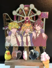 Chainsaw man Pin Denji, Power & Aki Gold/Glitter Plated with Charms Hard To Find