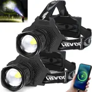 Aikertec Rechargeable LED Headlamp 100000 Lumen, Super Bright Head Lamp with 5 2