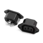 2Pcs AC 250V 10A 3 Pin Screw Type IEC 320 C13 Socket Outlet Power Adapter