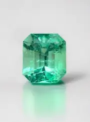 1.66 Carat VS Glowing Light Green Emerald Cut Natural Unset Colombian Emerald