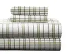 Pointehaven Heavy Weight Flannel Cotton Sheet Set, King, Plaid Sage
