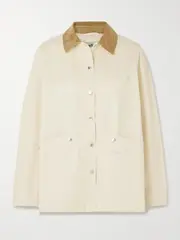 [Barbour] Barbour - Sonnie Corduroy-trimmed Cotton-canvas Jacket - Cream - UK 12 UK 12 Cream