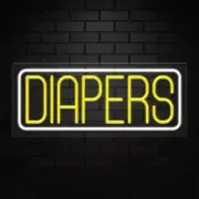 Diapers Neon Sign for Retail Displays | LED Flex Neon | 30"W x 12"H x 1"D