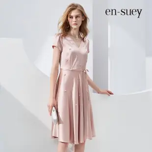 【en-suey 銀穗】浪漫漸層縫珠緞面禮服洋裝-女