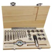 22pc HSS Tap and Die Set 1/4"-1/2" SAE Thread Cutter in Wooden Storage Case