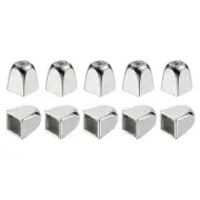 10Pcs 4mm Metal Bell Stopper Square Cord Ends Lock Rope Fastener, Silver
