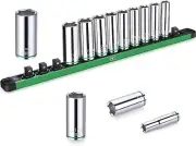 3/8" Drive Socket Set, Deep Metric Sockets, 13-Piece 10-22Mm, Superkrome Finish,
